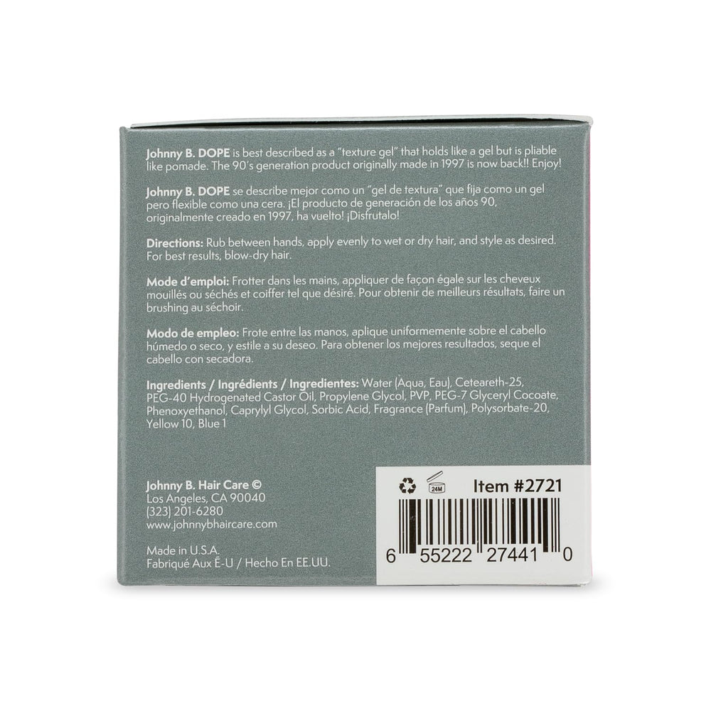 Johnny B. Dope Texture Gel jar shows premium formulation for strong control