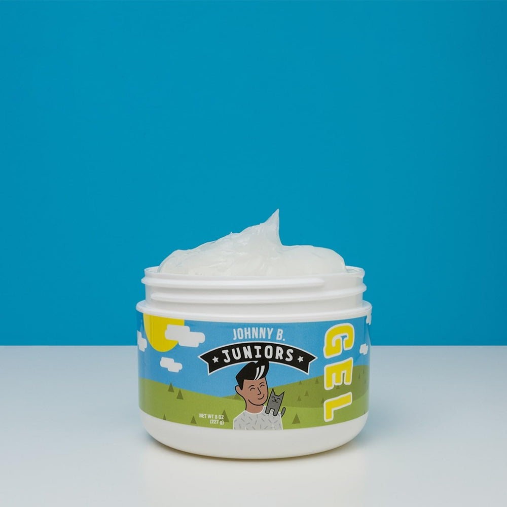 Johnny B. Juniors hair gel on kid hair delivering a natural medium hold look