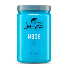 JOHNNY B. Mode gel bottle front shows strong hold for thick hair.