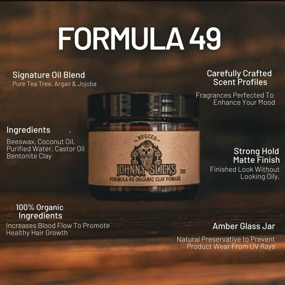 Johnny Slicks Formula 49 pomade hands demonstrate easy application for styling.