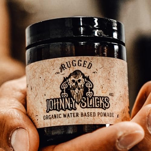 Johnny Slicks water-based pomade USA-made packaging highlights veteran-owned brand and quality craftsmanship