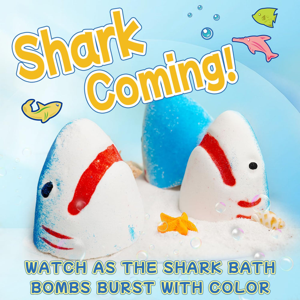 JOI MEW shark bath bombs explode colorfully for kid-friendly sensory play
