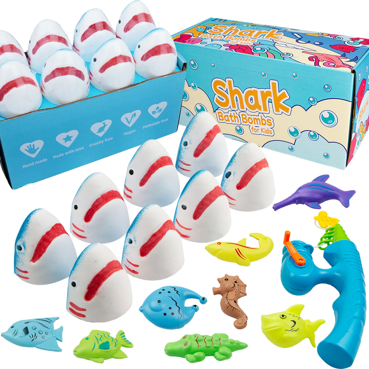 JOI MEW shark bath bombs pack bursting with color for imaginative bath time