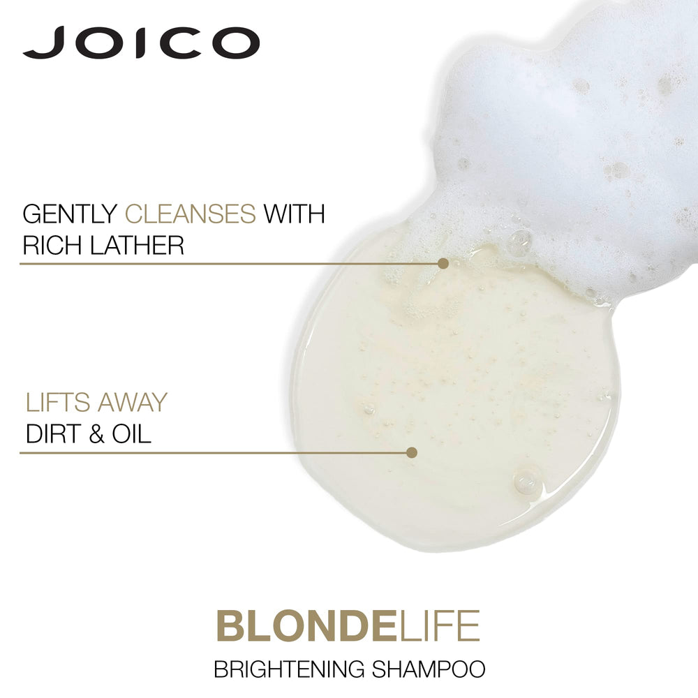 Joico conditioner provides smooth glide for detangling damp blonde hair