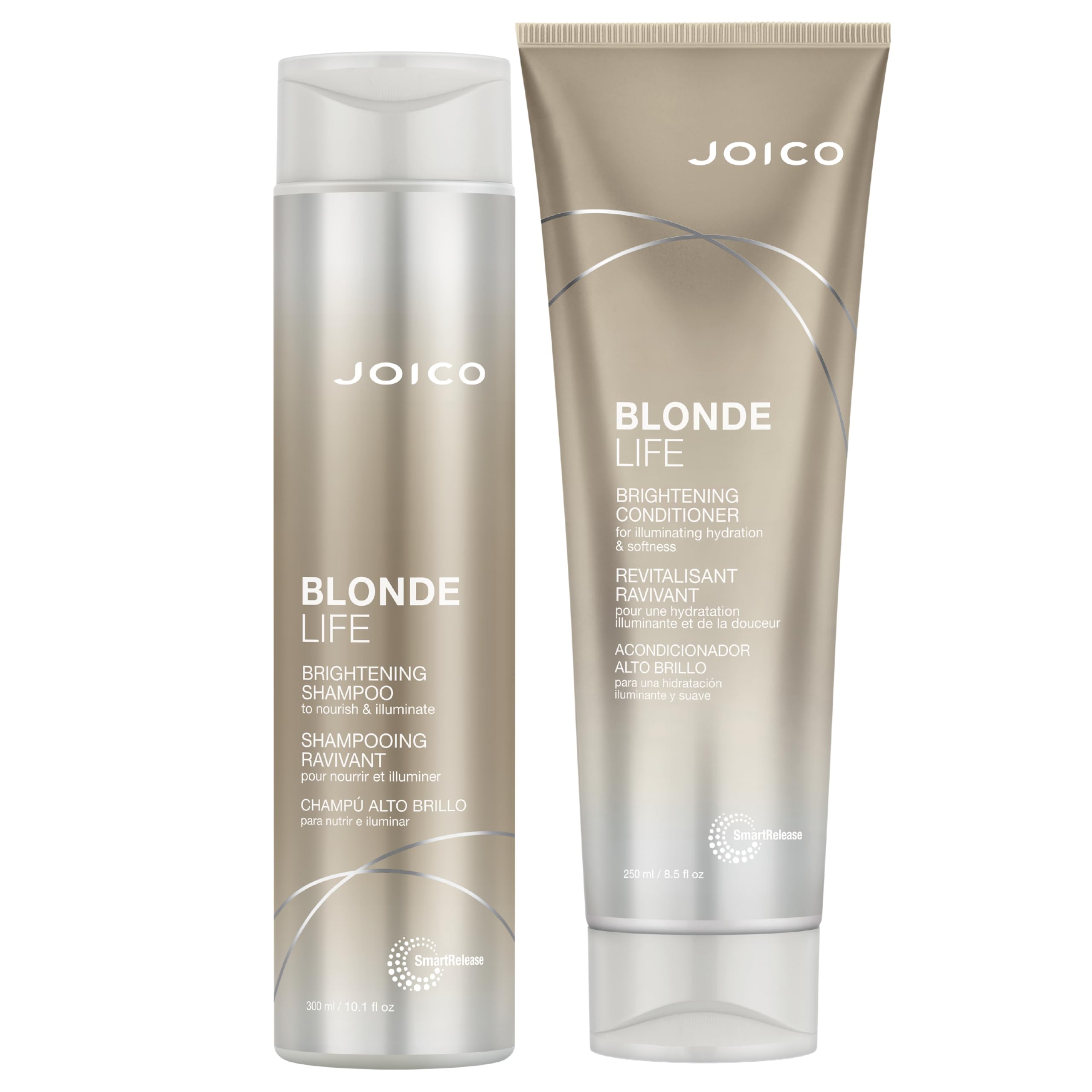 Joico Blonde Life Brightening Shampoo bottle showcases sulfate-free formula for clean, bright blonde