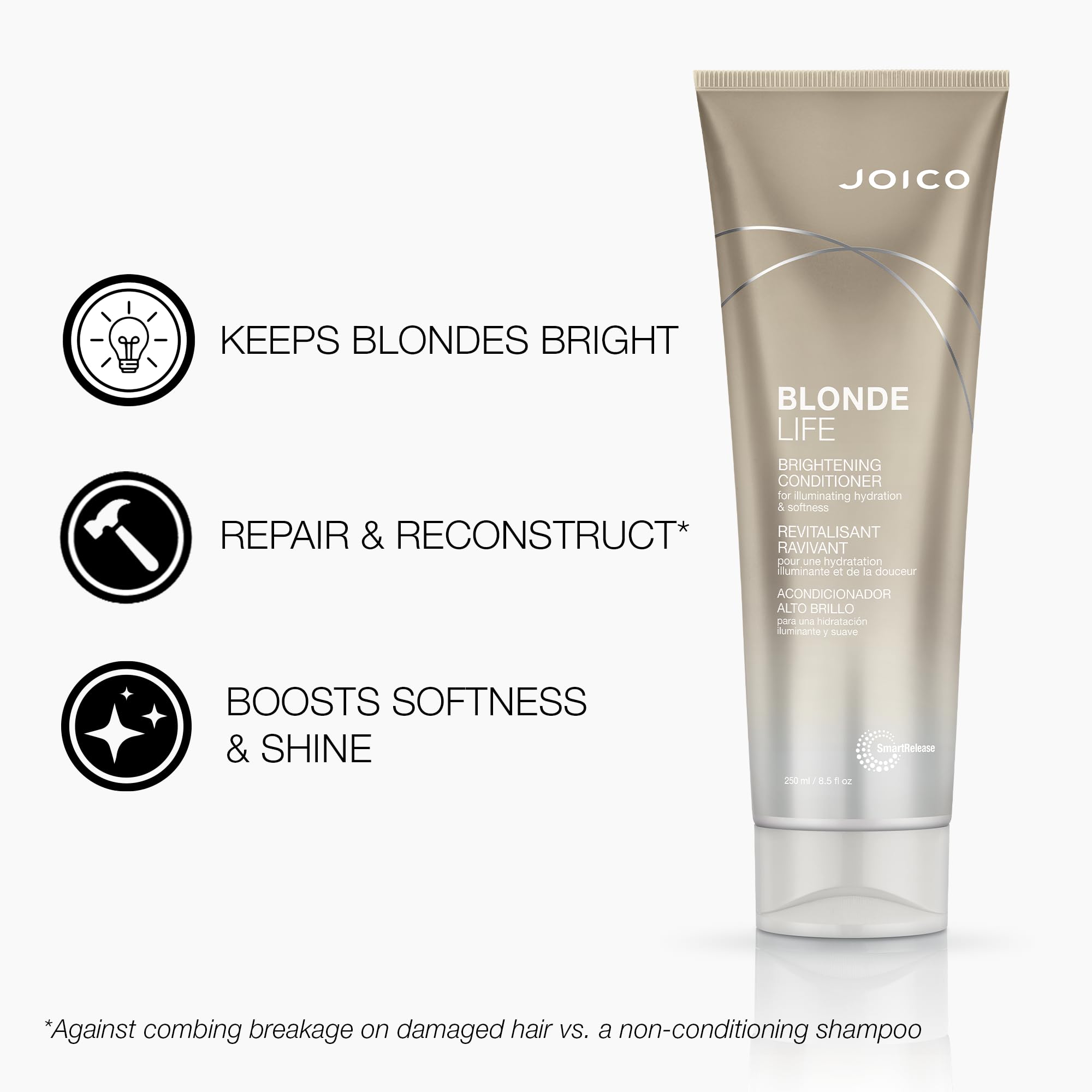 Joico shampoo visual shows dirt lifting from blonde hair for a refreshed look