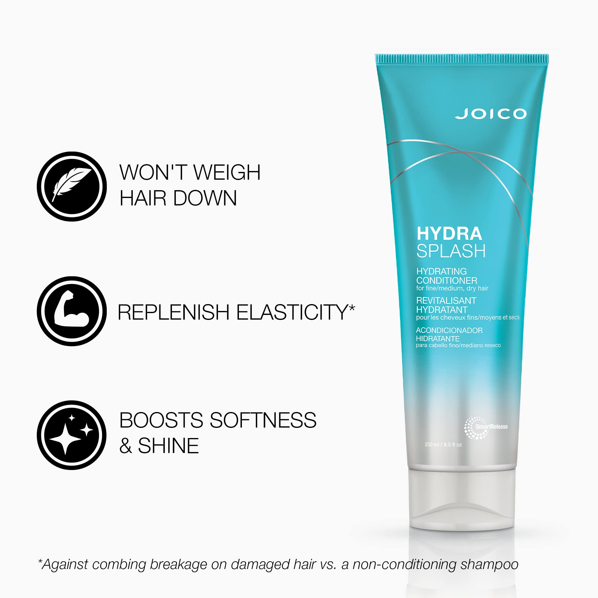 Joico HydraSplash shampoo bottle lather close-up signaling luxurious cleansing