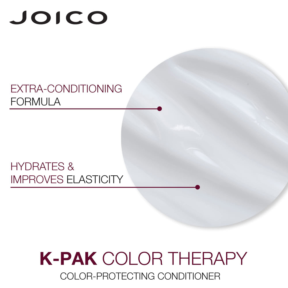 Joico K-Pak Color Therapy argan oil smoothing shot implies reduced styling time