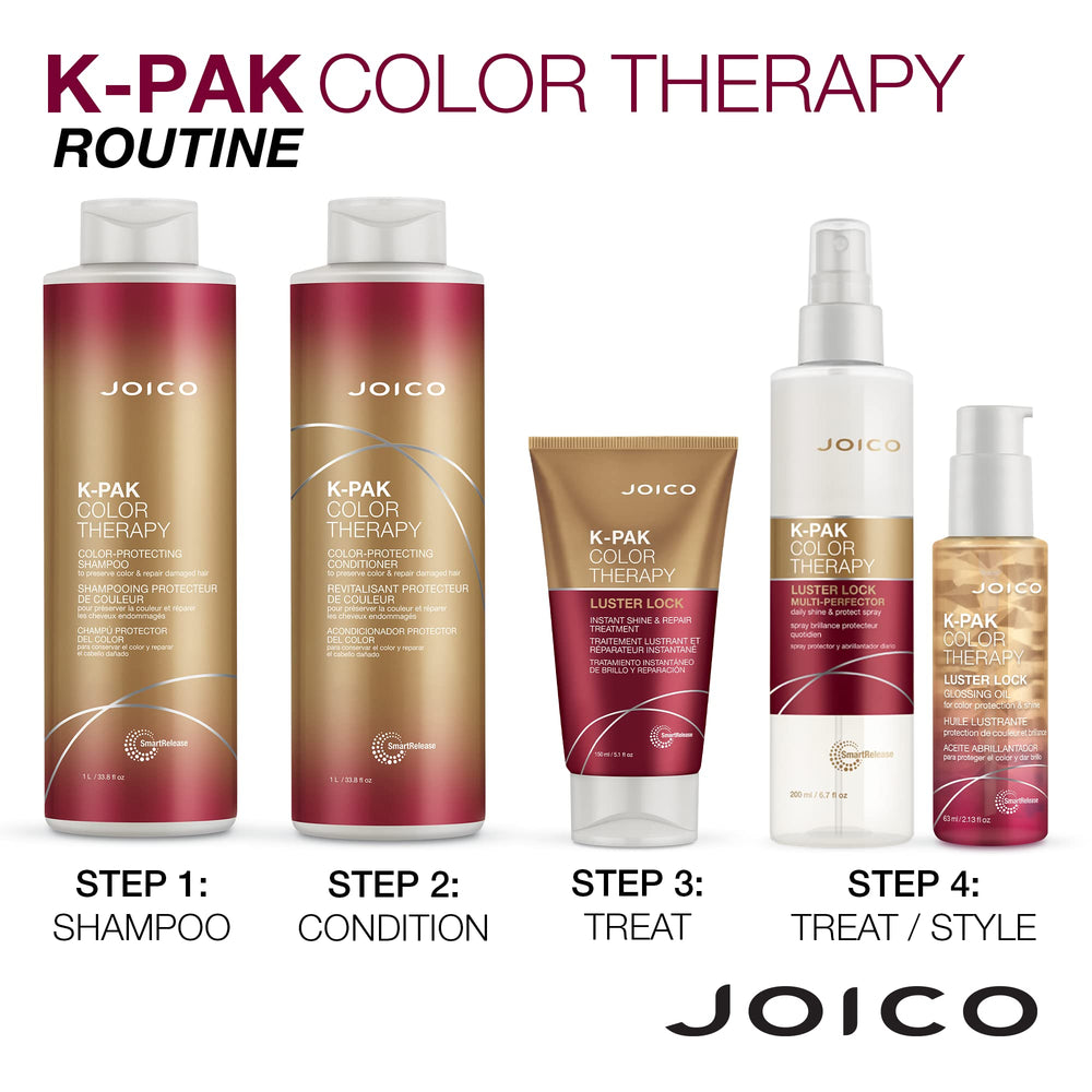 Joico K-Pak Color Therapy routine on bathroom counter — easy daily use