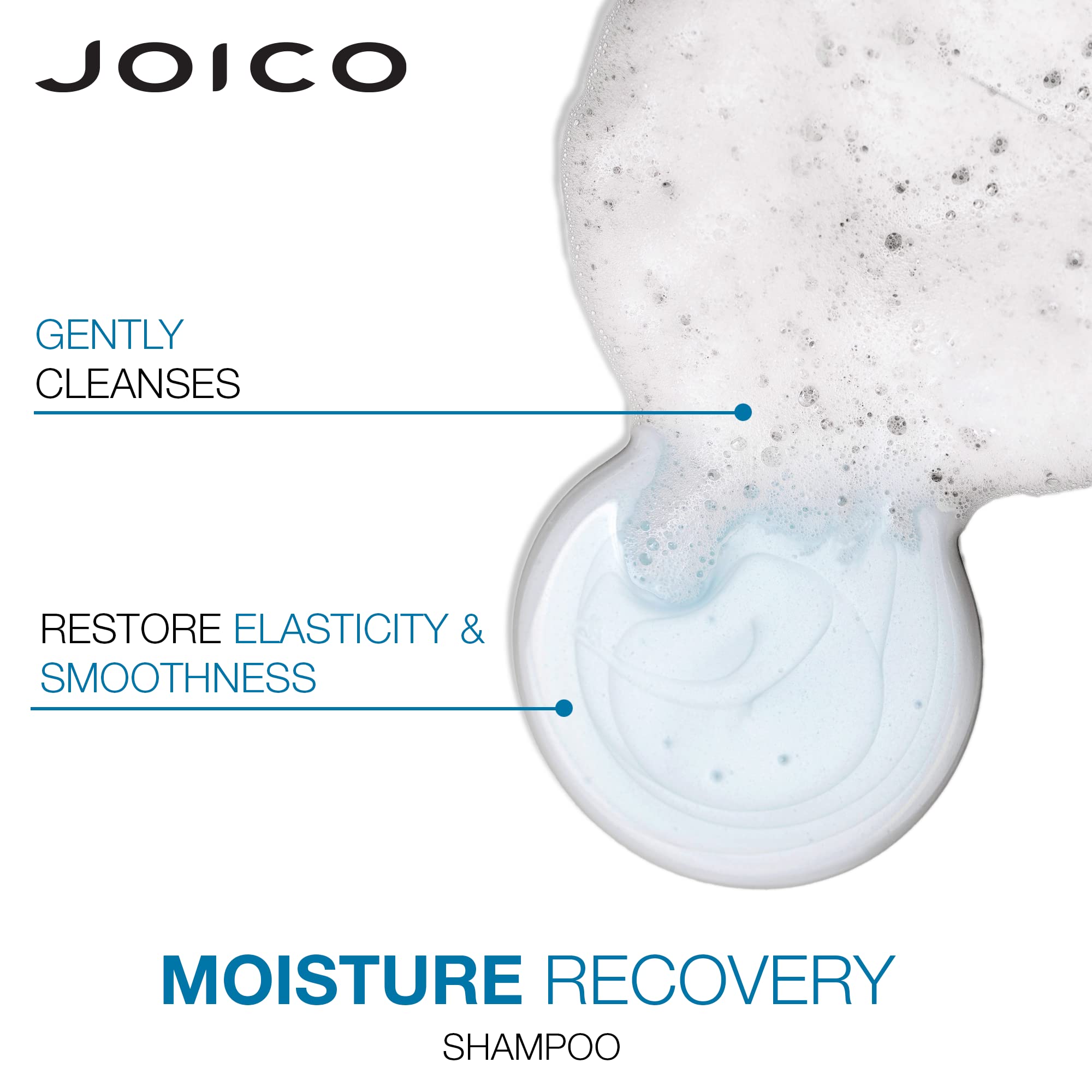 Joico Moisture Recovery conditioner bottle—adds softness and elasticity to dry strands.