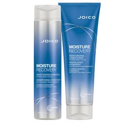 Joico Moisture Recovery shampoo bottle angled, highlighting deep hydration for dry hair.