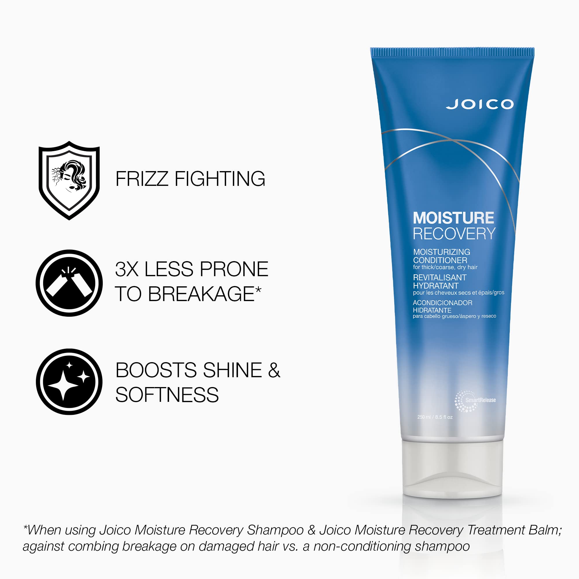 Joico Moisture Recovery shampoo lather demonstrating gentle cleansing and hydration.