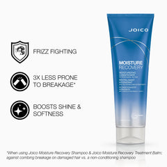 Joico Moisture Recovery shampoo lather demonstrating gentle cleansing and hydration.