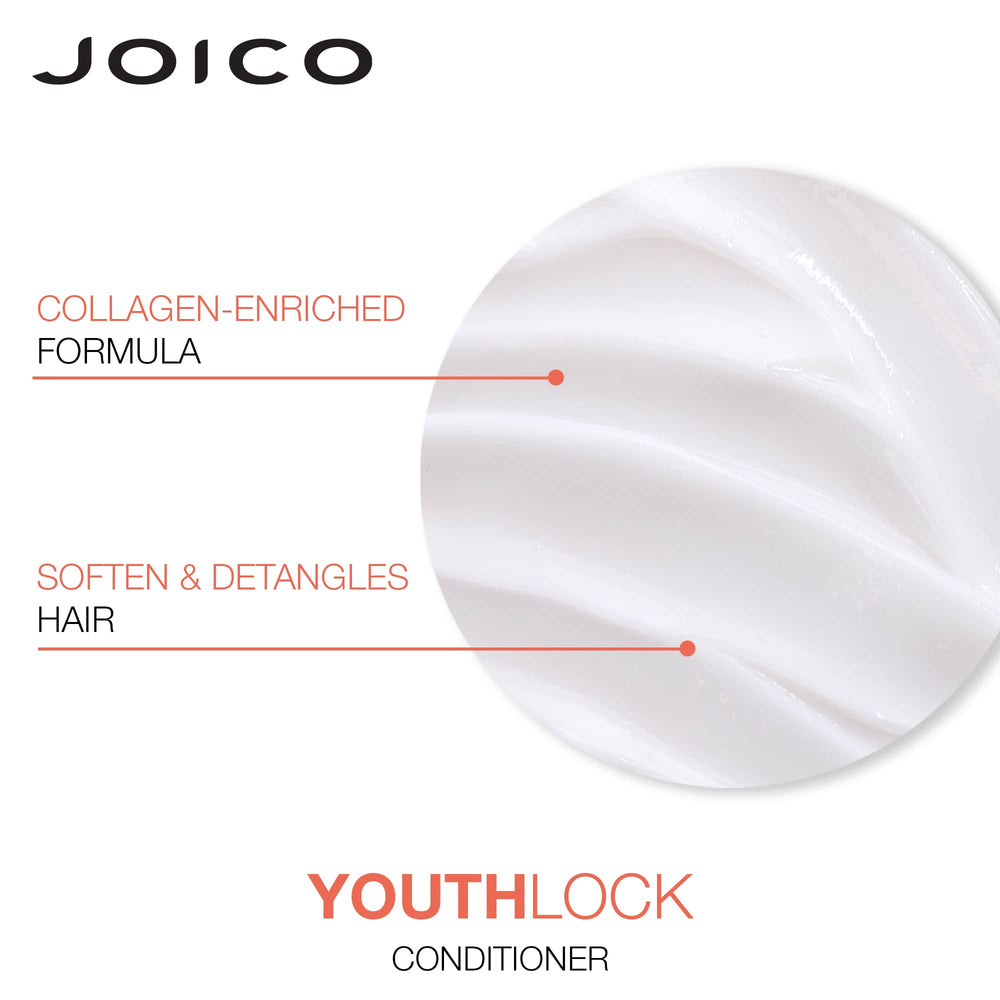 Joico YouthLock conditioner swatch illustrating smoothing and detangling benefits.