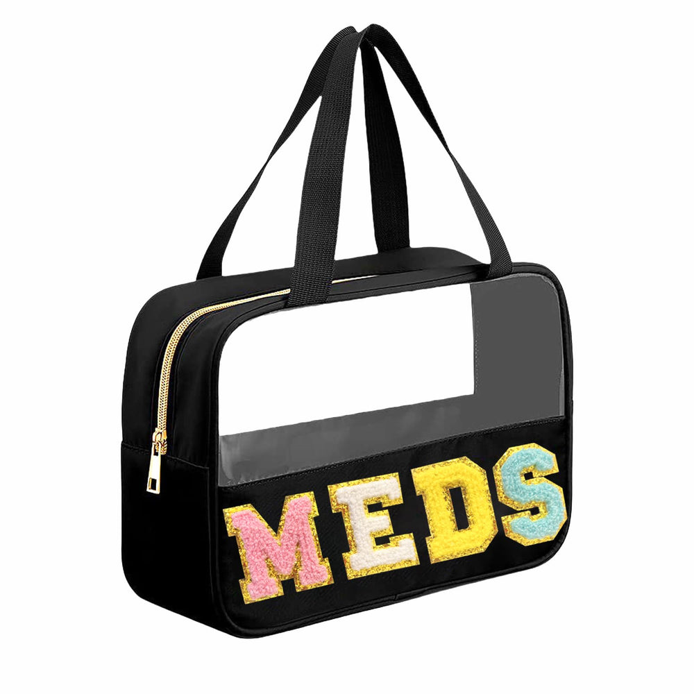 JOJOPOLLO meds bag with chenille letters design for organized daily meds