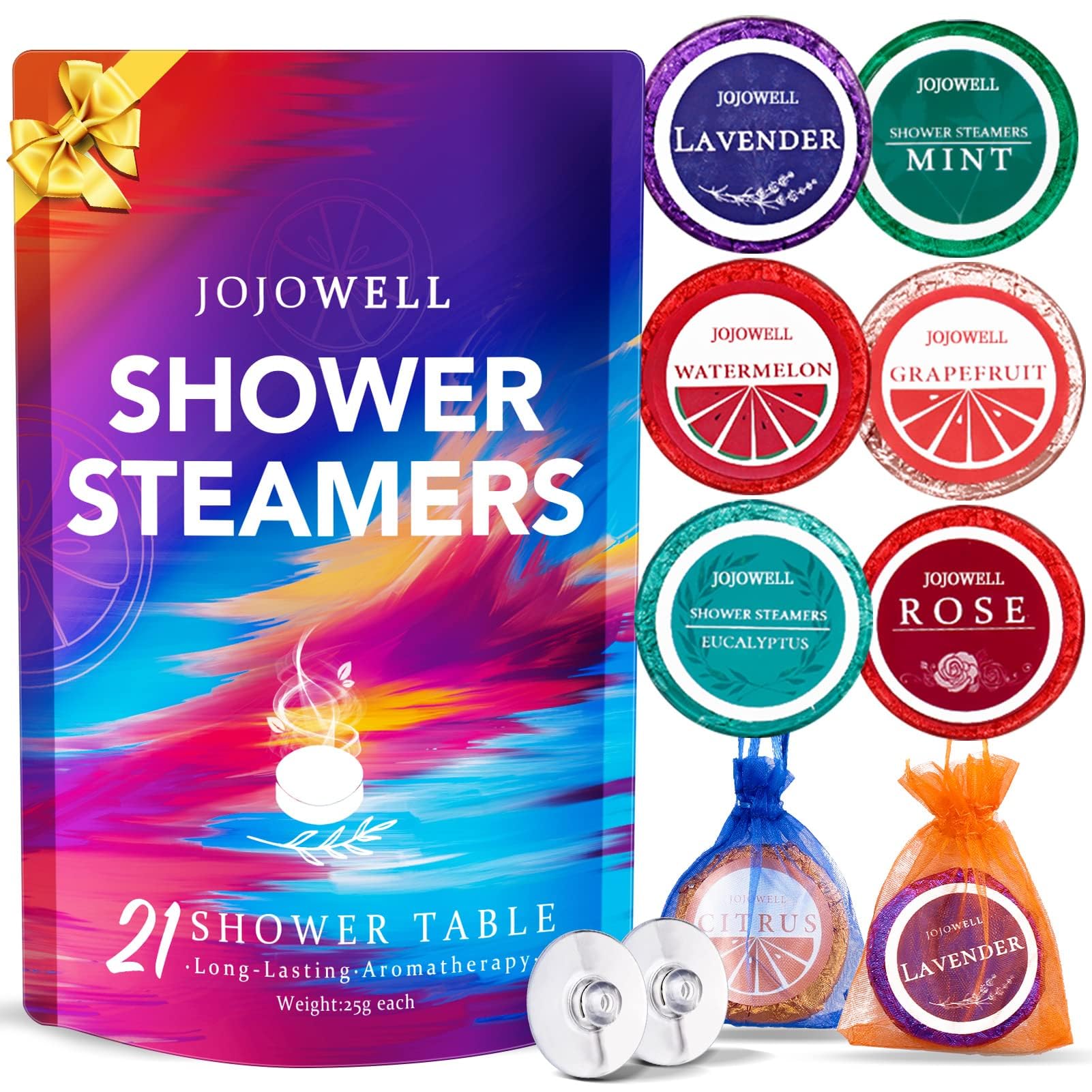 JoJowell shower steamer collection box — seven scents for a varied home spa experience.