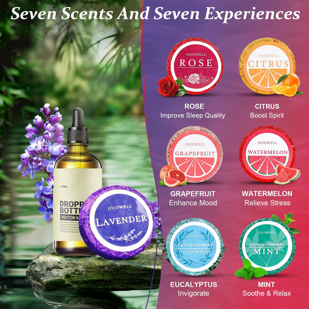 JoJowell shower-steamer-suction-cups — flexible placement for car, desk, or bathroom aromatherapy.