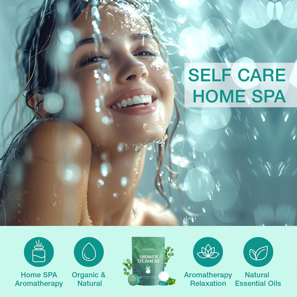 JoJowell-shower-steamers-nasal-relief image highlights soothing home-spa routine.
