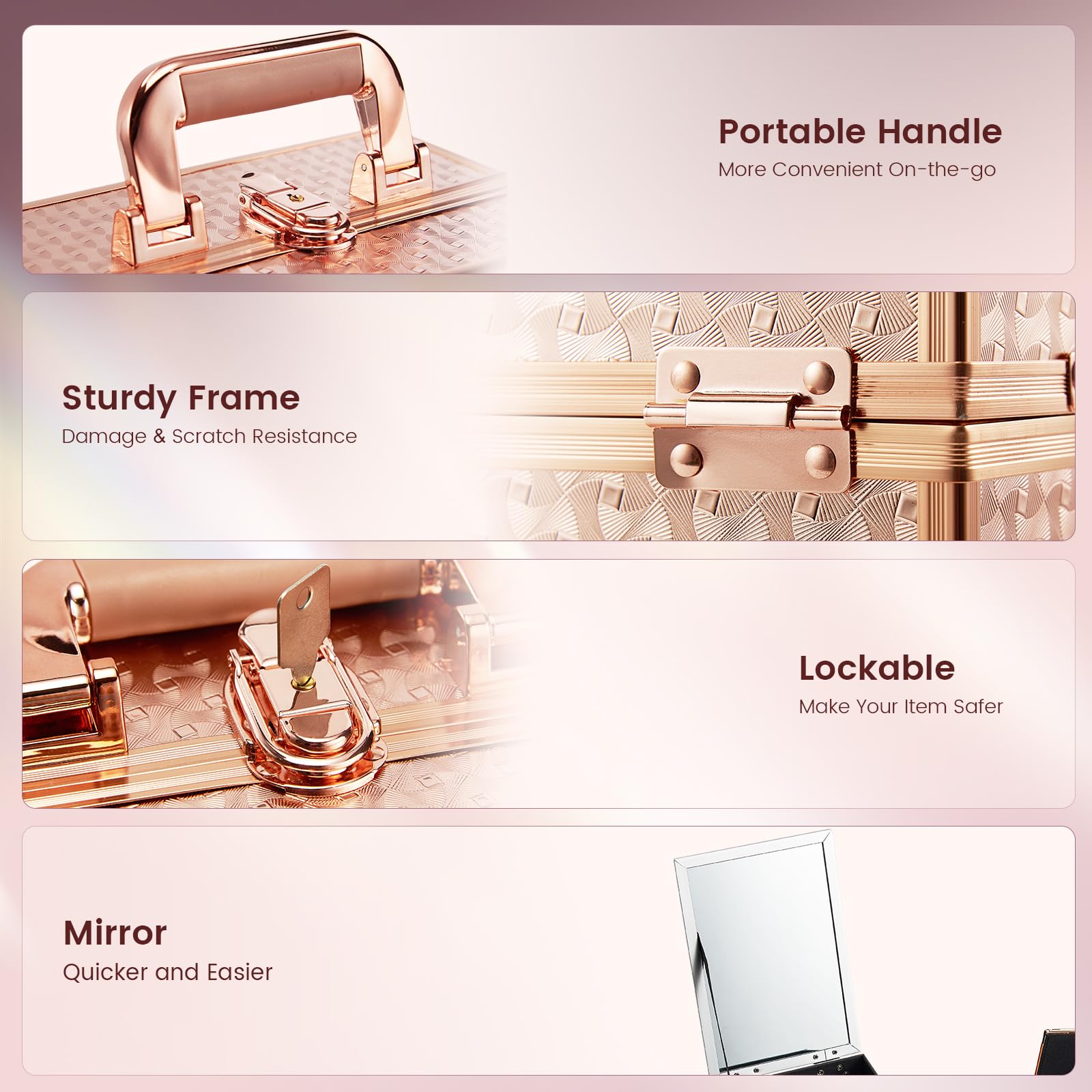 Joligrace lockable makeup organizer with keys provides privacy during travel