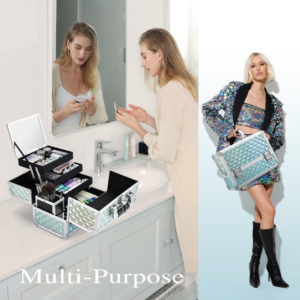 Joligrace makeup box secure locking mechanism protects contents during transit.