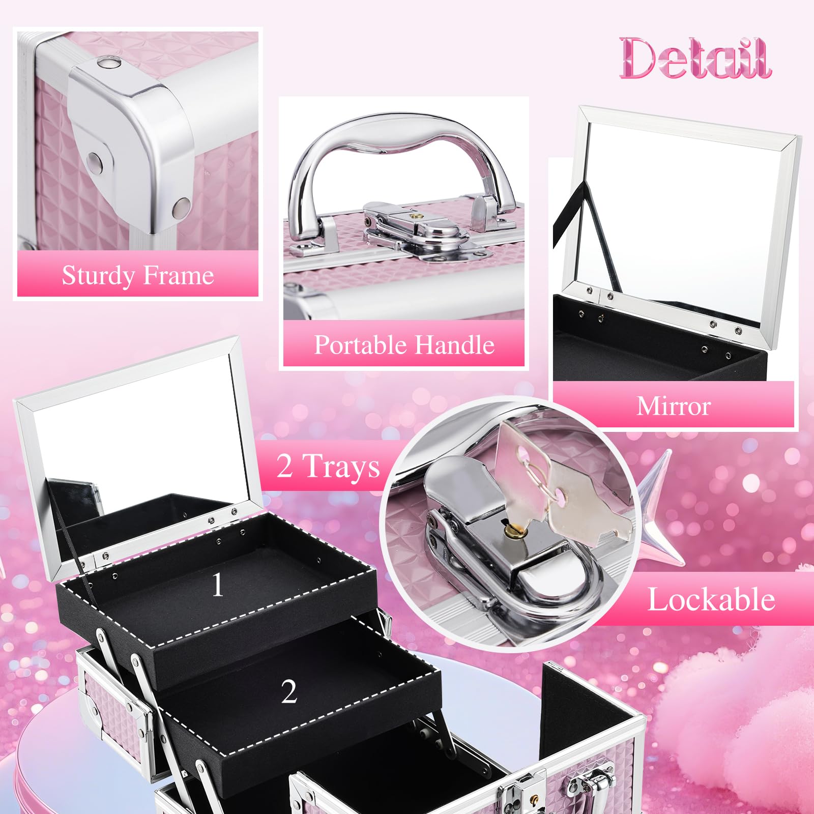 Joligrace makeup case built-in mirror for quick makeup checks