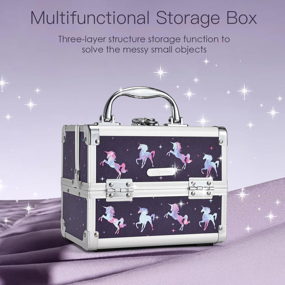 Joligrace makeup case with mirror panel for quick styling sessions.