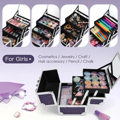 Joligrace case with trays open, displaying jewelry and accessory compartments.