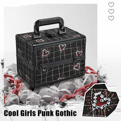Joligrace makeup train case 2-tier tray demonstrates easy access to essentials during on-site work.
