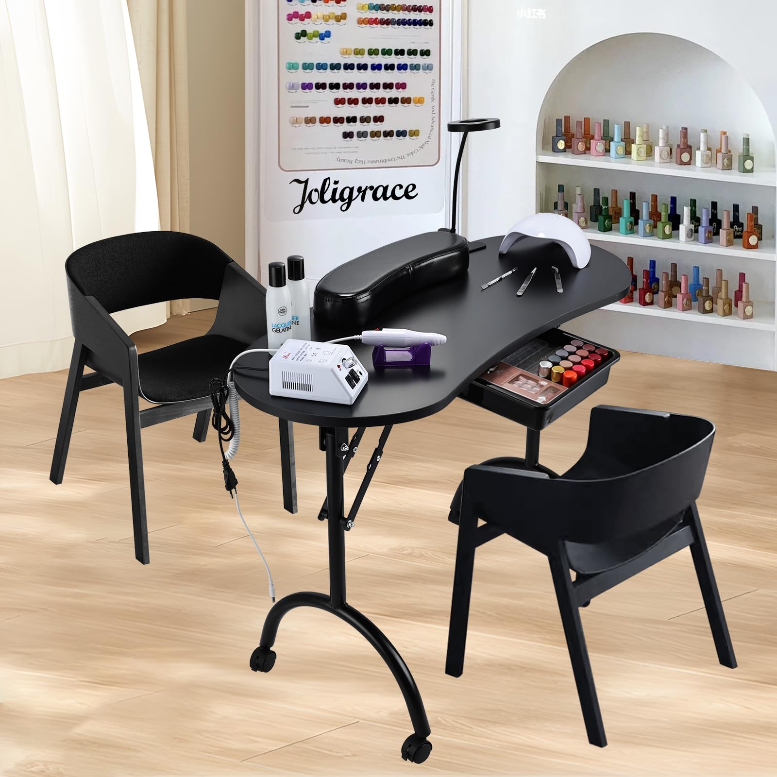 Joligrace manicure-table-on-site-setup illustrates flexible use for clients at salons or spas