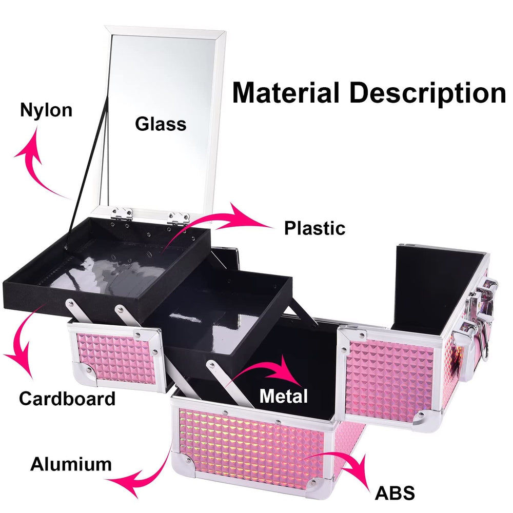 Joligrace Mermaid Pink makeup box clean tray bottom simplifies maintenance