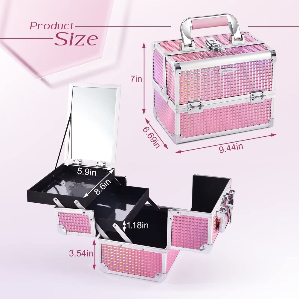 Joligrace Mermaid Pink makeup box locking mechanism enhances security during journeys