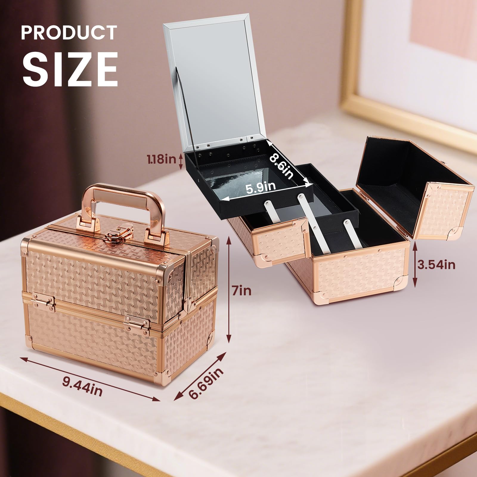 Joligrace waterproof rose gold surface protects makeup from moisture