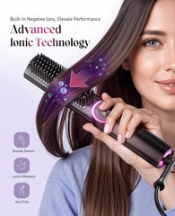 JolinKoin hair straightener brush bristles closeup showing dense ceramic-coated teeth