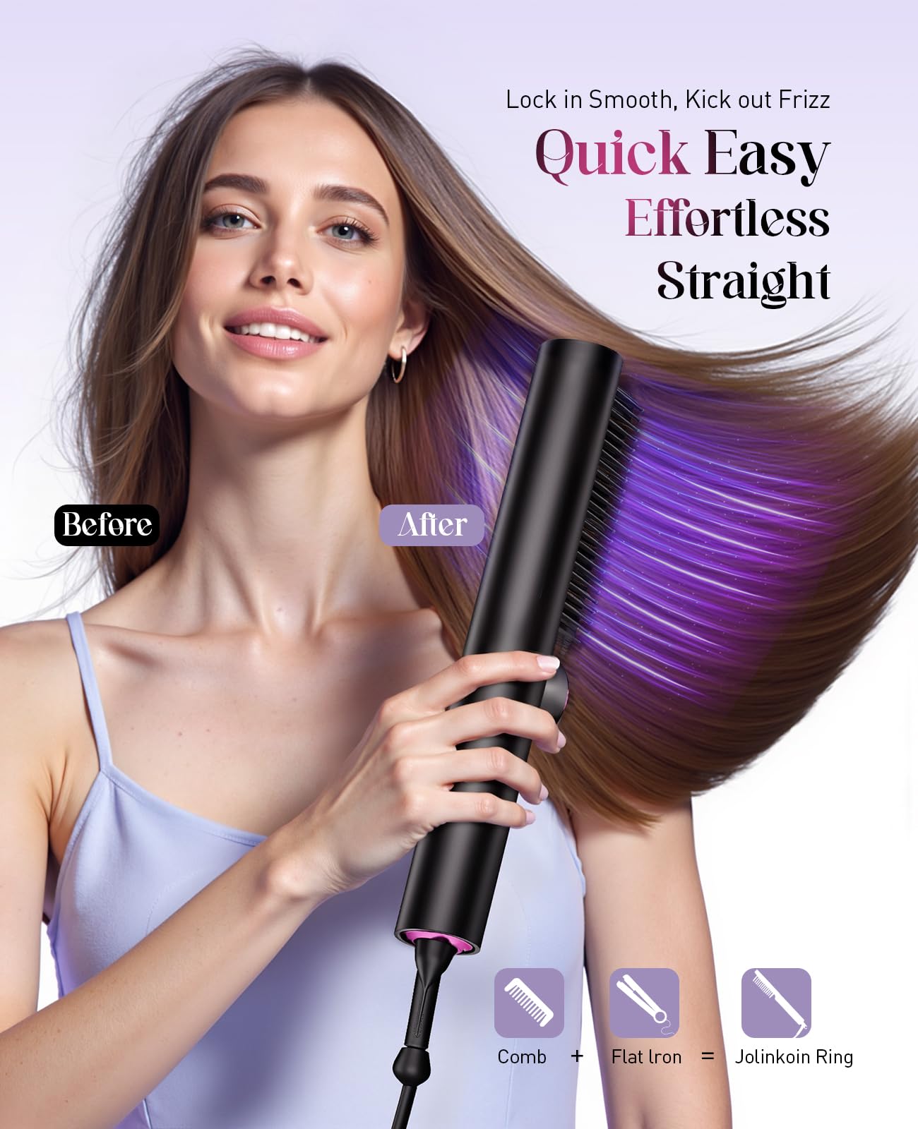 JolinKoin hair straightener brush dual voltage for travel use