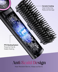 JolinKoin hair straightener brush LED display showing temperature readout