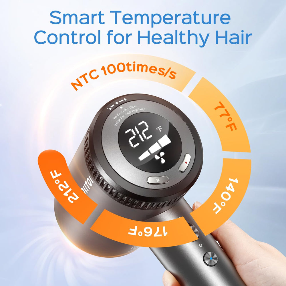 Jolitoi hair dryer 110000rpm motor speeds up drying with controlled heat.