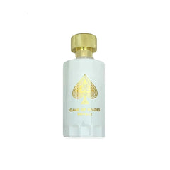 Jo Milano Game of Spade Royale bottle side angle highlighting oriental fragrance notes.
