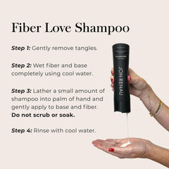 Jon Renau Fiber Love Shampoo color-safe formula protects tone during cleansing