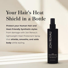 Jon Renau Heat Protectant Spray application for smoother glide during styling.
