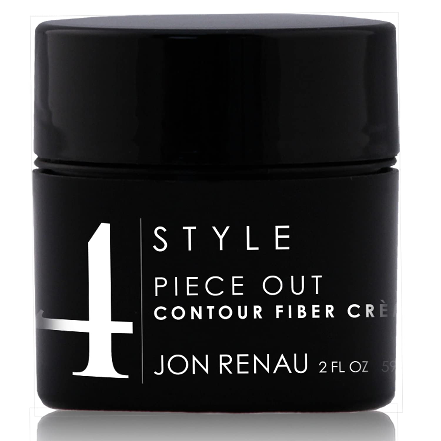 Jon Renau Piece Out Contour Fiber Creme bottle cap for portable styling.