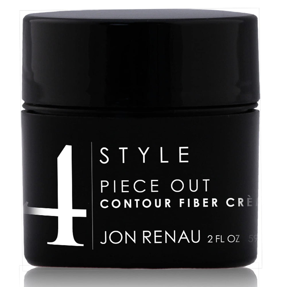 Jon Renau Piece Out Contour Fiber Creme bottle cap for portable styling.