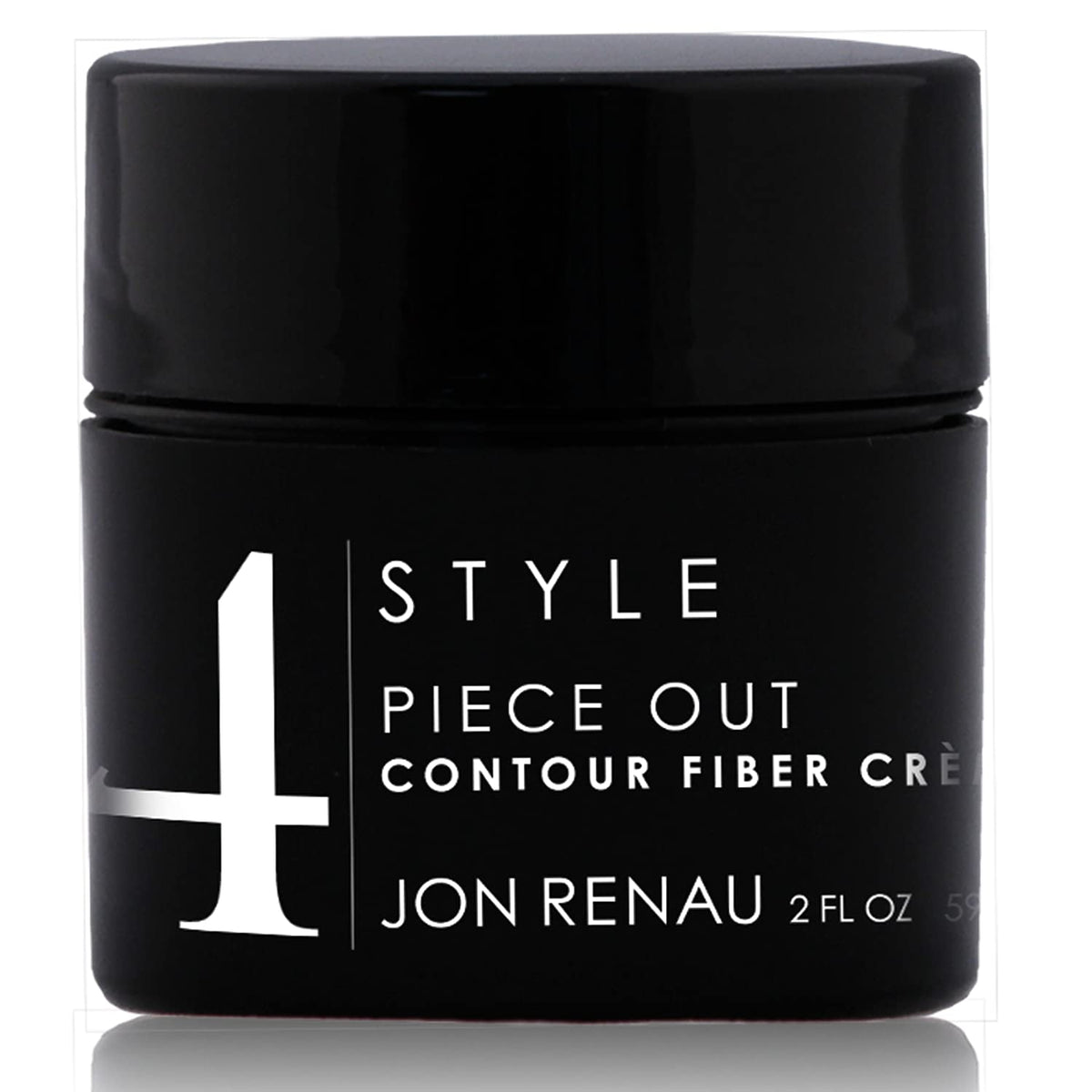 Jon Renau Piece Out Contour Fiber Creme bottle cap for portable styling.