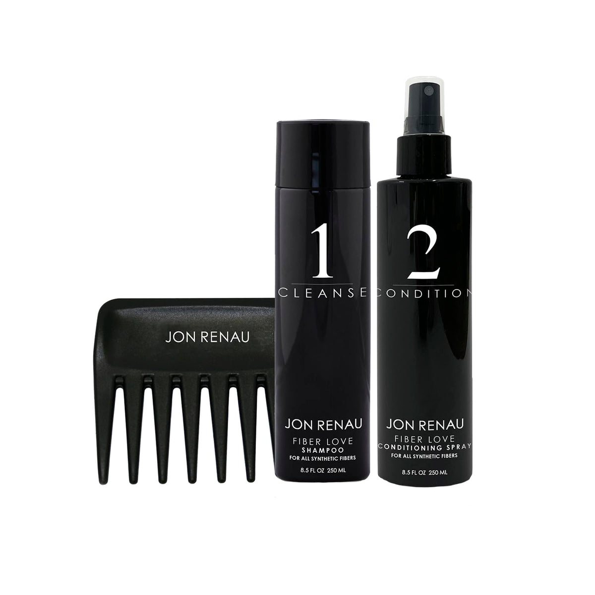 Jon Renau synthetic hair shampoo bottle highlighting gentle cleansing for wigs and synthetic fibers