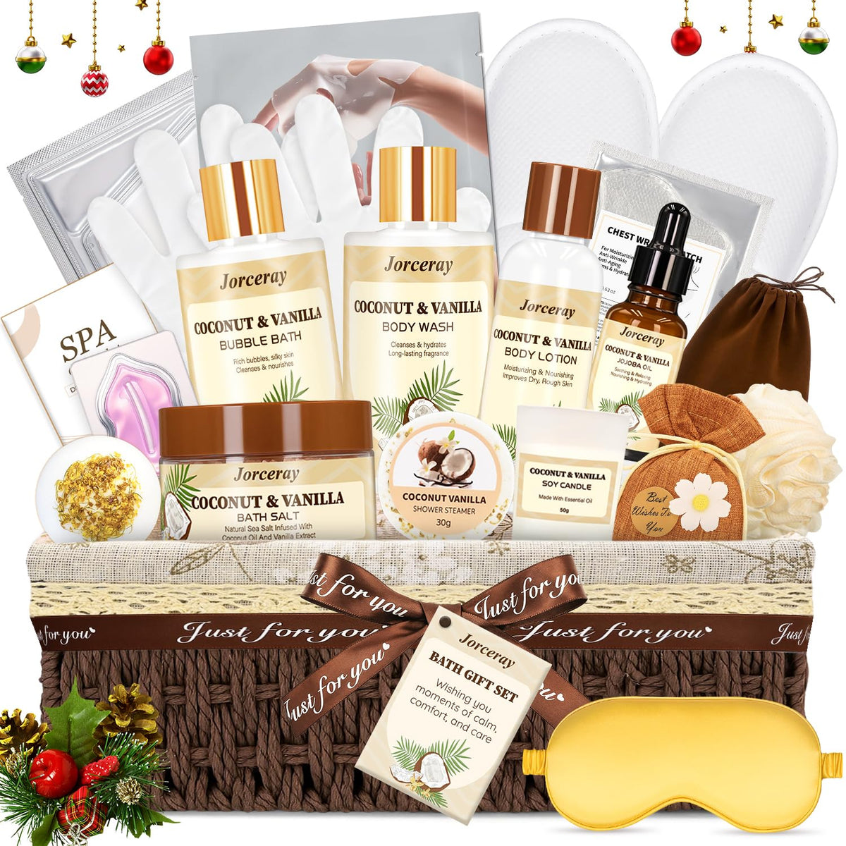 Jorceray 22pcs spa gift basket—relaxing self-care ritual with a comprehensive at-home kit