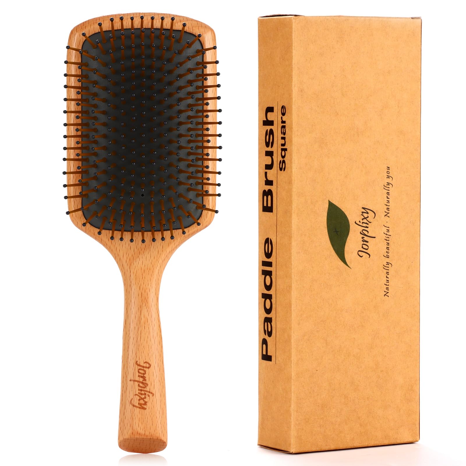 Jorplixy wooden-handle brush with a smooth grip for effortless daily styling.