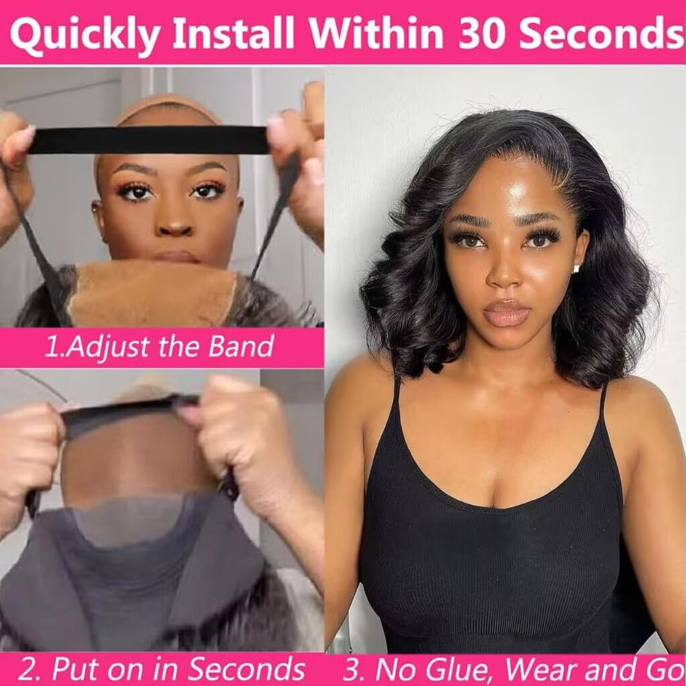 Josblue wig with elastic band and two combs for secure fit.