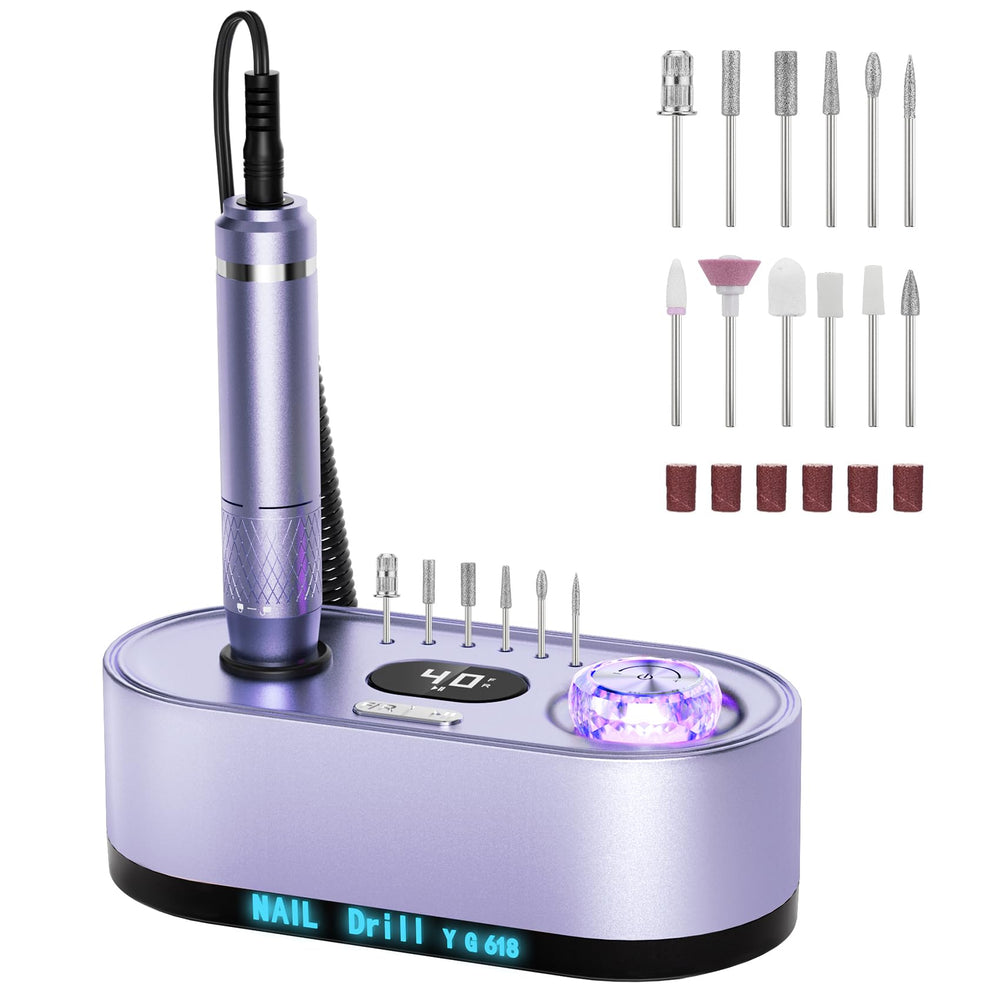 JOSGLOI electric nail drill front view highlighting 40,000 RPM power for efficient filing