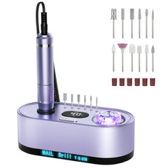 JOSGLOI electric nail drill front view highlighting 40,000 RPM power for efficient filing