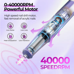 JOSGLOI nail drill LCD display showing speed and direction for precise control