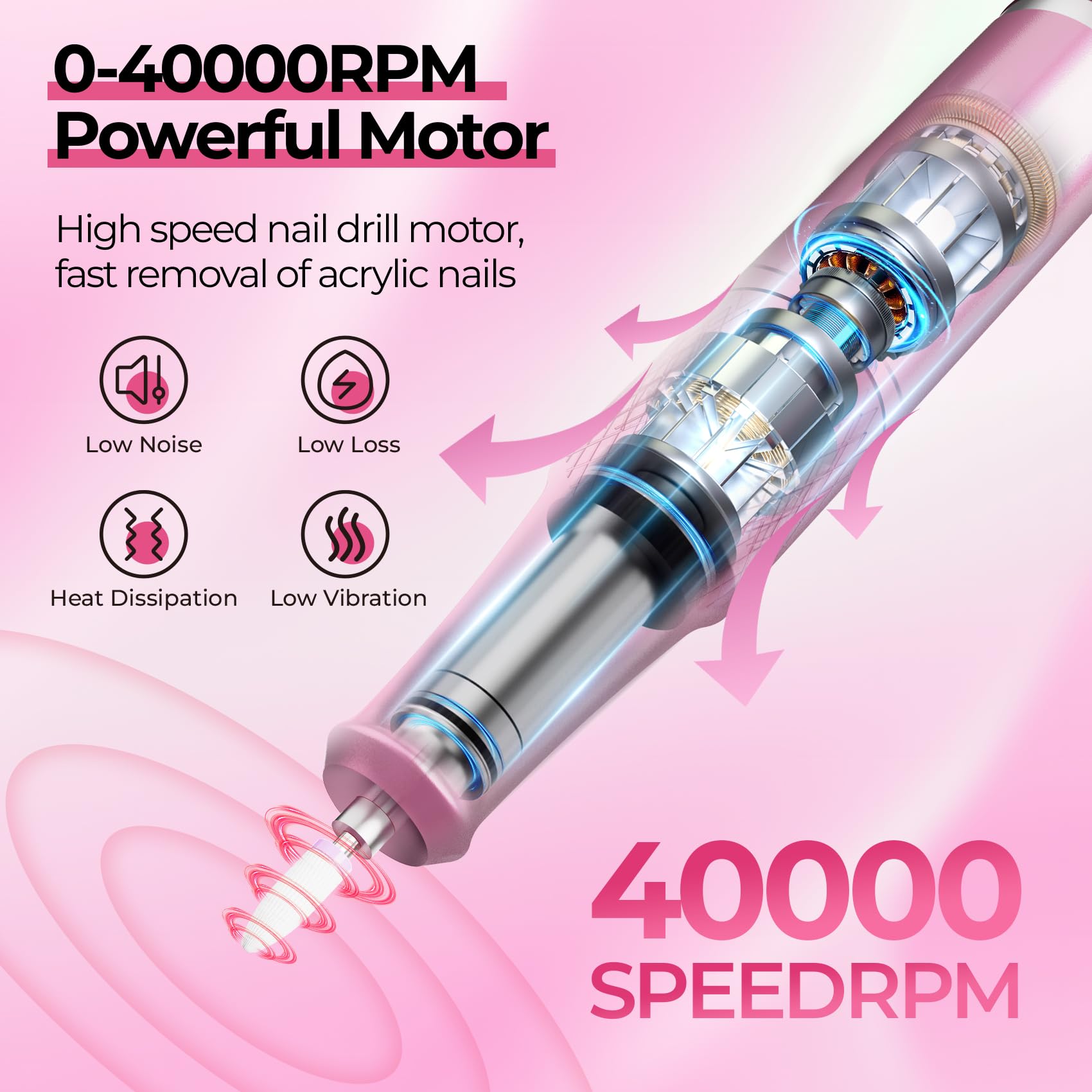 JOSGLOI nail drill LCD display enables precise speed control